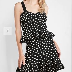 Polka Dot Fit And Flare Ruffle Sweater + Mini Skirt Set (WORN ONCE)